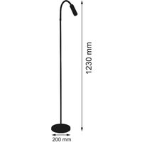 Busch LED-golvlampa Rocco, nickel matt flexarm röd