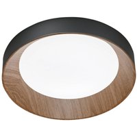 Luce Ambiente Design LED-taklampa Arka, Ø 40 cm, svart/träimitation, metall CCT