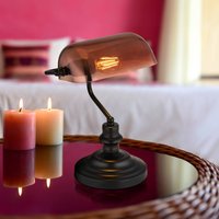 Globo Bordslampa Antique, kopparfärgad/matt svart, höjd 37 cm