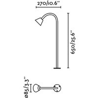 FARO BARCELONA Borne lumineuse LED Lily, hauteur 65 cm, noir, acier inoxydable, IP65