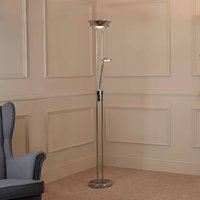 Searchlight LED floor lamp Mother & Child, chrome, reading lamp, dimmable