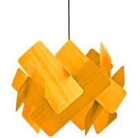 LZF Pendellampe Escape, gelb/nickelfarben, Ø 30 cm, Holz