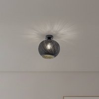 MODELSA Plafonnier Yumak, noir, Ø 26 cm, câble, à 1 lampe