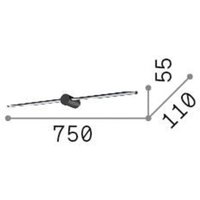 Ideallux Ideal Lux LED-vägglampa Filo, svart, bredd 75 cm, metall