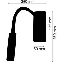 Busch Rocco LED-vägglampa, matt svart Flexarm röd