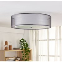 Lindby taklampa Tobia, grå, textil, Ø 50 cm, E27