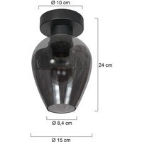 Steinhauer Plafonnier Bloeba, noir/gris fumé, Ø 15 cm, goutte en verre