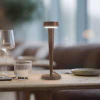 Lucande LED rechargeable candle holder Lea, vase, dark brown, 28 cm