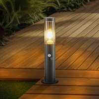 Lindby Statius pillar light, anthracite, iron, sensor, 45 cm