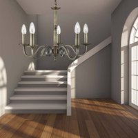 Searchlight Ljuskrona Richmond mässing antik, 5 lampor