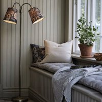 PR Home floor lamp Amy brass Sofia Dahlia brown 150cm 2flg.