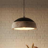 Lucande Leivar pendant light, Ø 35 cm, wood/black, E27