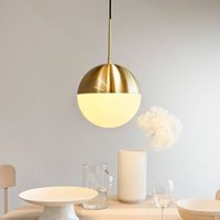 Dyberg Larsen Nova D25 pendant light, opal/brass, metal