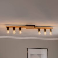 Envostar Laurent ceiling light, wood/black, 6-bulb