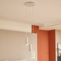 Lindby Suspension Kerimi, céramique, crème, 3 lampes, ronde