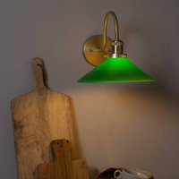 PR Home Vägglampa August, guldfärgad/grön, höjd 25 cm, E27