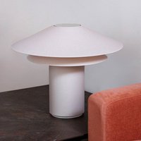 FARO BARCELONA Shan table lamp, beige, parchment/steel, height 48.5 cm
