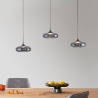 Schöner Wohnen LED-hänglampa Posh 3 lampor, rökfärgat glas, 3 000 K