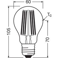 OSRAM LED traditional light bulb E27 7.2W Filament 4,000K 1521lm 2-pack