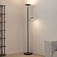 Lindby LED-golvlampa Malea, svart, läslampa, dimbar