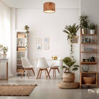 Briloner Mata ceiling light, brown, Ø 35 cm, fabric, E27