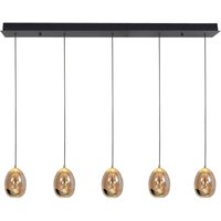 HighLight Golden Egg hanging light, amber/gold, length 107 cm, 5-bulb glass