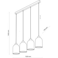 TK Lighting Suspension en verre Satipo, à 4 lampes, transparent