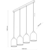 TK Lighting Glas-hänglampa Satipo, 4 lampor, transparent