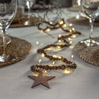 STAR TRADING LED fairy lights Beady, brown, wooden beads, 150 cm, battery