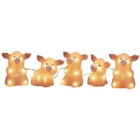 LED-Leuchtfigur Schwein, 5er-Set als Kette, pink