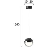 Viokef LED-pendellampa Zirea, svart/kromfärgad, Ø 12 cm, metall