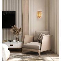 Searchlight Empire wall light, brass/amber, crystal glass, steel, IP44