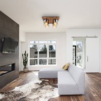 Globo Plafonnier Underwood, longueur 41 cm, brun/gris fumé, MDF