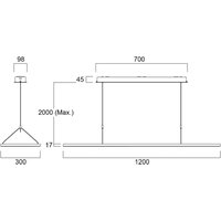 Sylvania Areum LED pendant light, 120 x 30 cm, 840, DALI