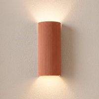 Lindby Colja wall light, terracotta, round, 30.5 cm, plaster