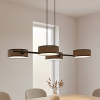 EMIBIG LIGHTING Hänglampa Drumz 4, brun, tyg/stål, längd 80 cm, E14