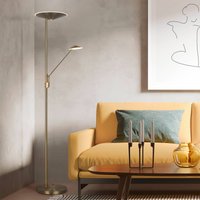 Trio Lighting LED-golvlampa Brantford läslampa, antikmässing