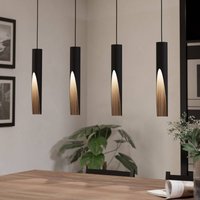 EGLO Suspension LED Barbotto en noir/chêne, à 4 lampes