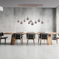 PURE LED hanging light E-Infinity bronze/amber, 198 cm, 10-bulb