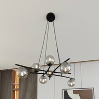 Euluna Glassy pendant light, crossed, 8-bulb, graphite glass