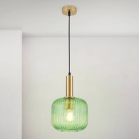 ORION Carneval pendant light, antique brass/green, Ø 20 cm, glass