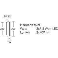 HerzBlut applique murale LED Hermann mini, chêne huilé, intensité variable