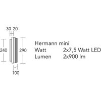HerzBlut LED-vägglampa Hermann mini, oljad ek, dimbar