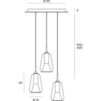 miloox by Sforzin Hanging light X-Ray bronze/gold-coloured 3-bulb round glass