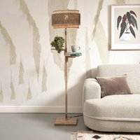 GOOD & MOJO Bhutan floor lamp with shelf, natural