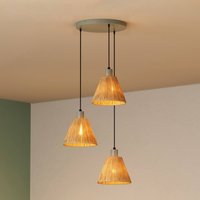 OSRAM Decor Raffia pendant light, 3-bulb round, raffia, natural
