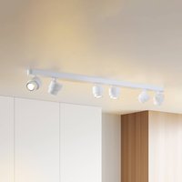Escale Spot LED BRUSH, blanc, 110 cm, à 6 lampes, métal, à intensité variable 2 700 K