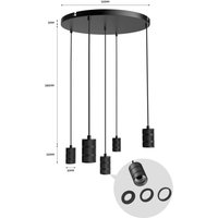 Calex Retro pendellampa, rund, 5 lampor, svart