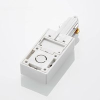 Lindby Linaro end power feed, white, single-circuit track lighting system