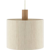Pendellampe Arlo, beige, tekstil/træ, Ø 35 cm, 1 lyskilde